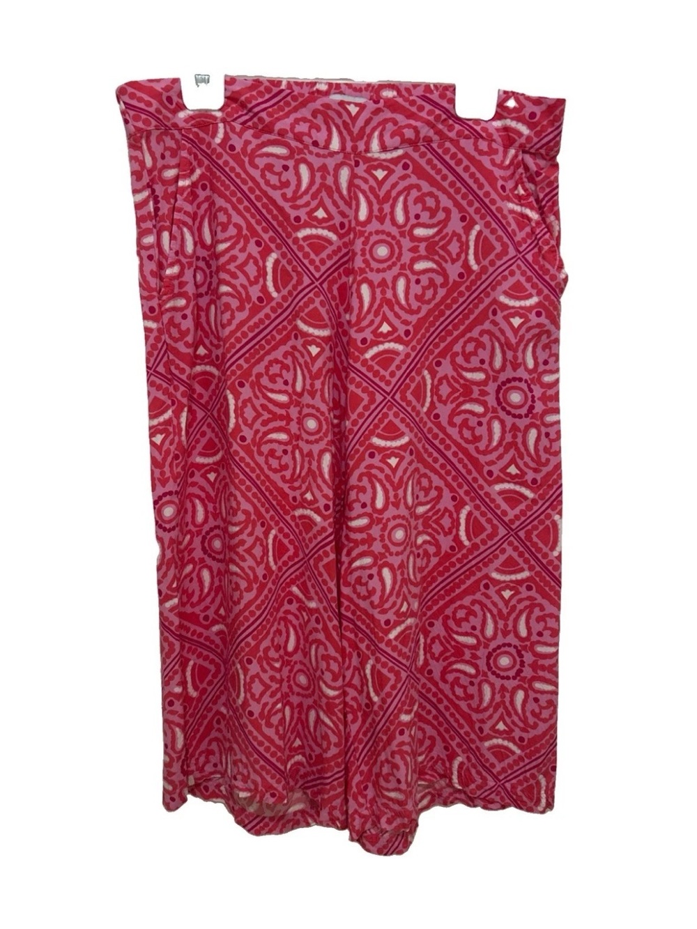 DASH DA-SH Pink Geometric Wide Leg Pull On Crop Pants LARGE